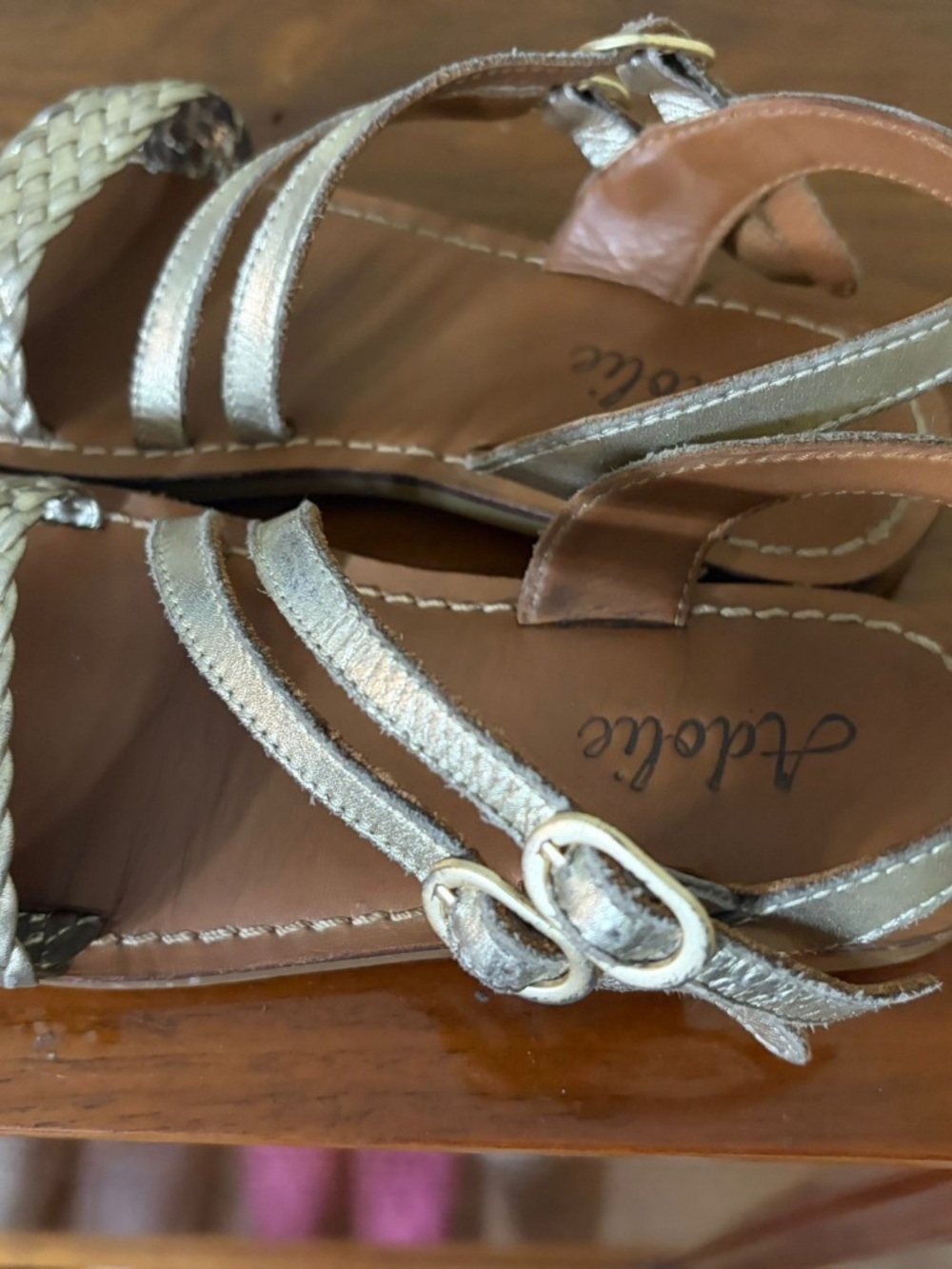 Amalie leather gold sandals, size 32